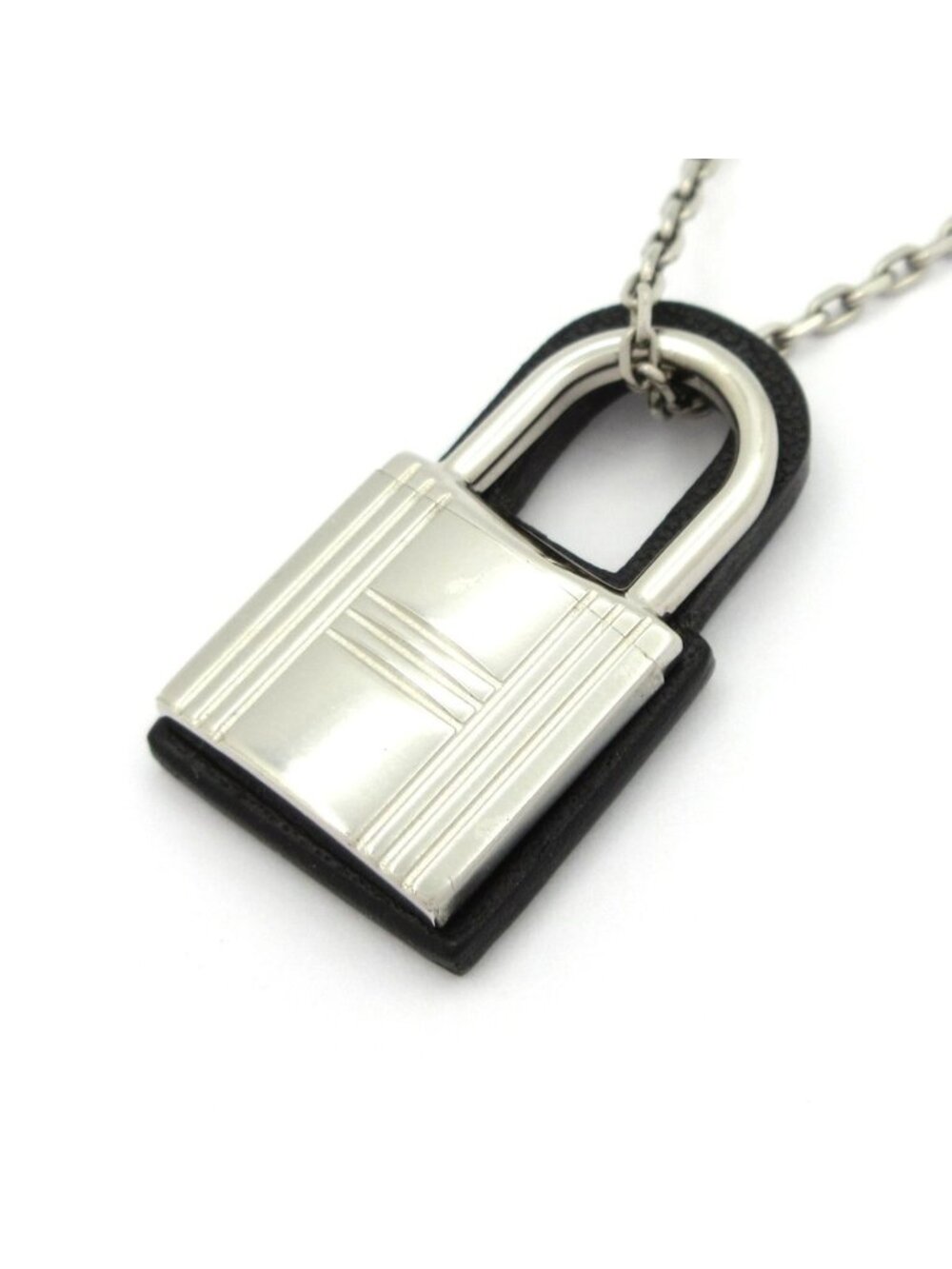 Hermes Necklace O'Kelly Leather Silver Black